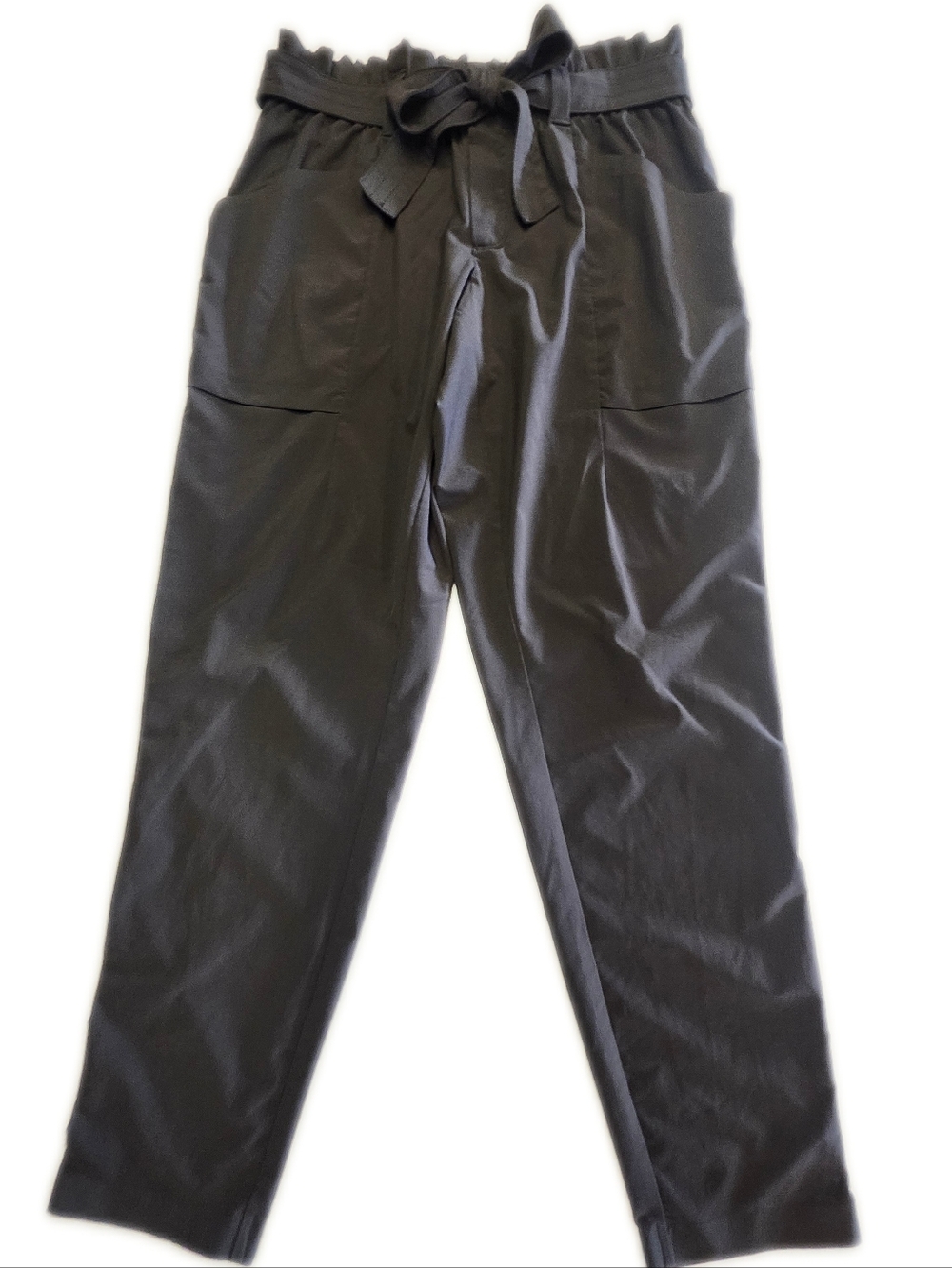 Athleta Skyline Featherweight Stretch Arbor Olive Tie Waist Belted Pants, 6 - Picture 3 of 8